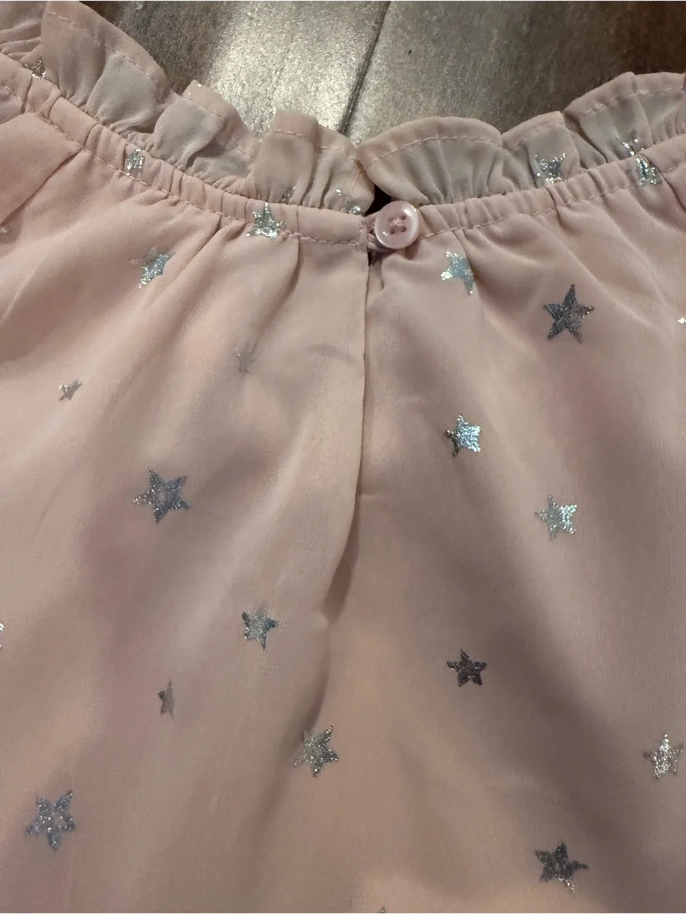 Girls Gap silky top with silver stars - size small